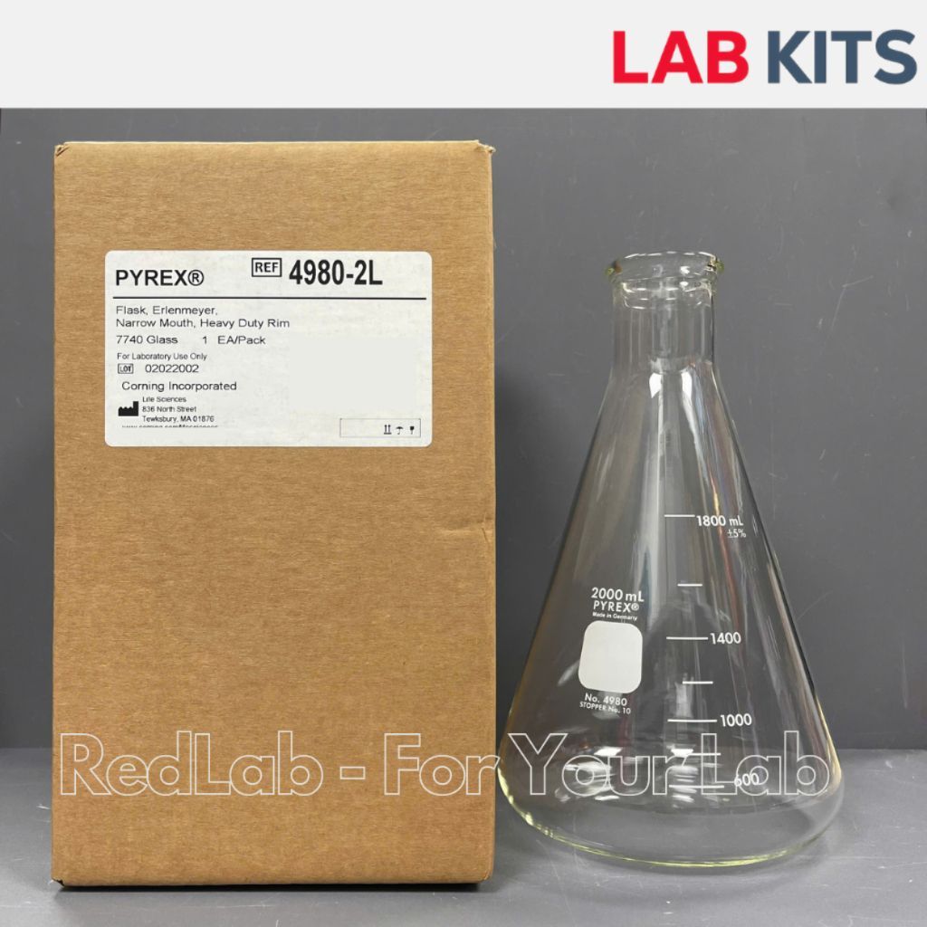 Bình tam giác cổ hẹp PYREX Class A 1L 2L Erlen, ASTM thuỷ tinh Borosilicate, Laboratory use only