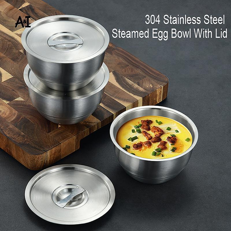 AI Bát Cơm Inox Có Nắp Bát Canh Hấp Cơm Chống Bỏng Trẻ Em Bát Nhỏ Ẩm Thực Hàn Quốc Dụng Cụ Nhà Bếp V