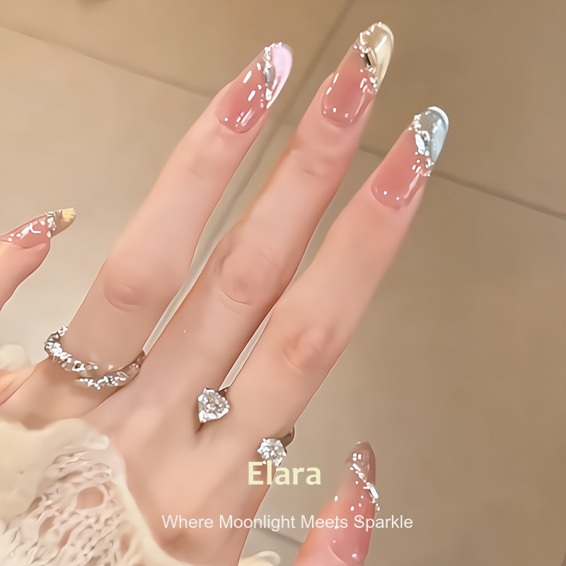 Handmade Sweet Gentle Girls Dopamine Rainbow Glass Bead Cat Eye Nail Art