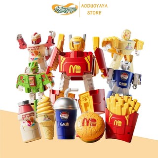 【Aoduoyaya】Đồ Chơi Robot Biến Hình Thức - Burger, Khoai Tây Chiên Lắp Ráp Robot Siêu Nhân Chiến Đấu