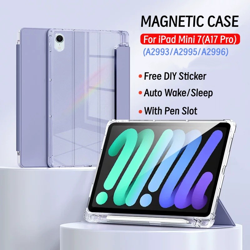 Ốp Lưng Cho iPad Mini 7 A17Pro 8.3 inch Có Khe Cắm Bút Bảo Vệ Từ Tính Cho iPad Mini 7 8.3inch Ốp Lưn