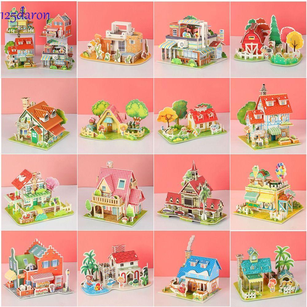 DARON1 DIY House Model Puzzle, 3D Puzzle DIY Building 3D Puzzle, Learning Assembly Building Blocks P