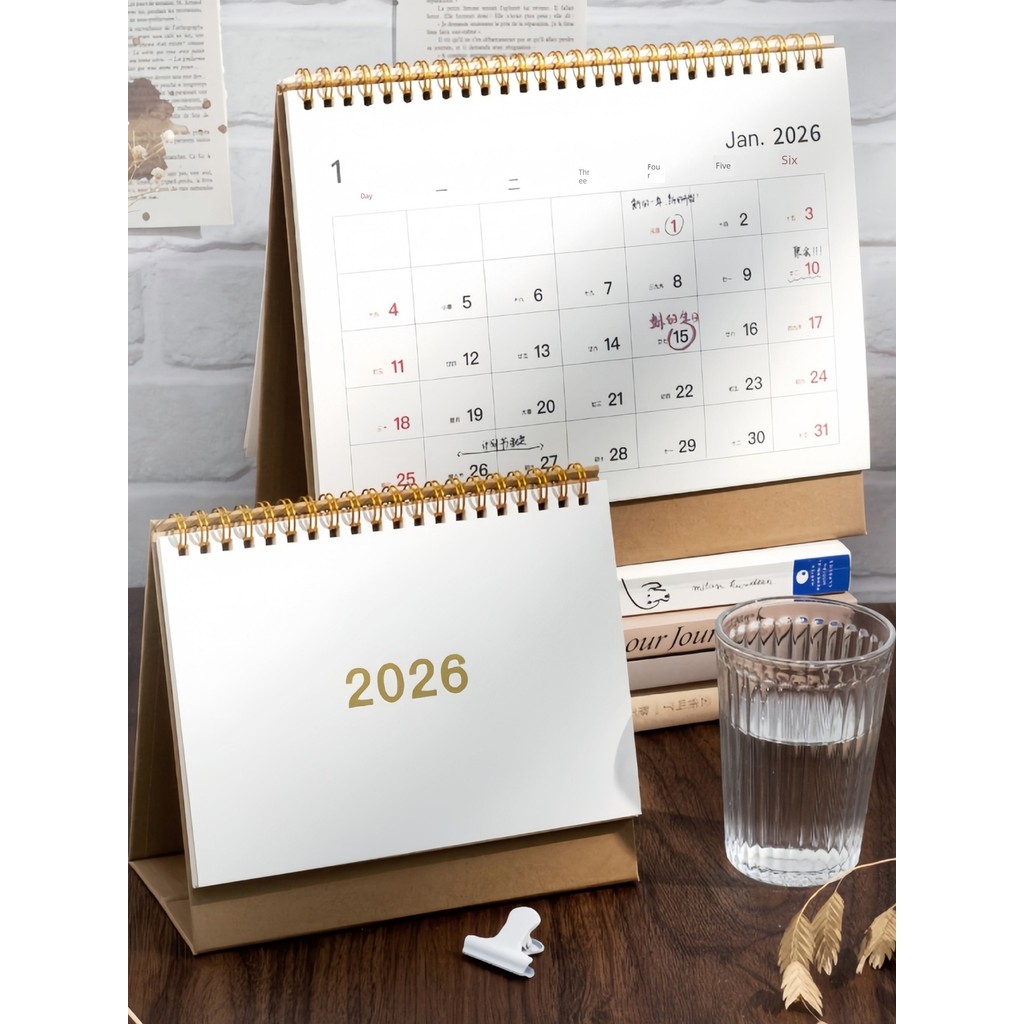 lịch 2026 lịch để bàn 2026 Lịch để bàn đơn giản 2026 lịch để bàn kinh doanh giấy kraft retro lịch hà