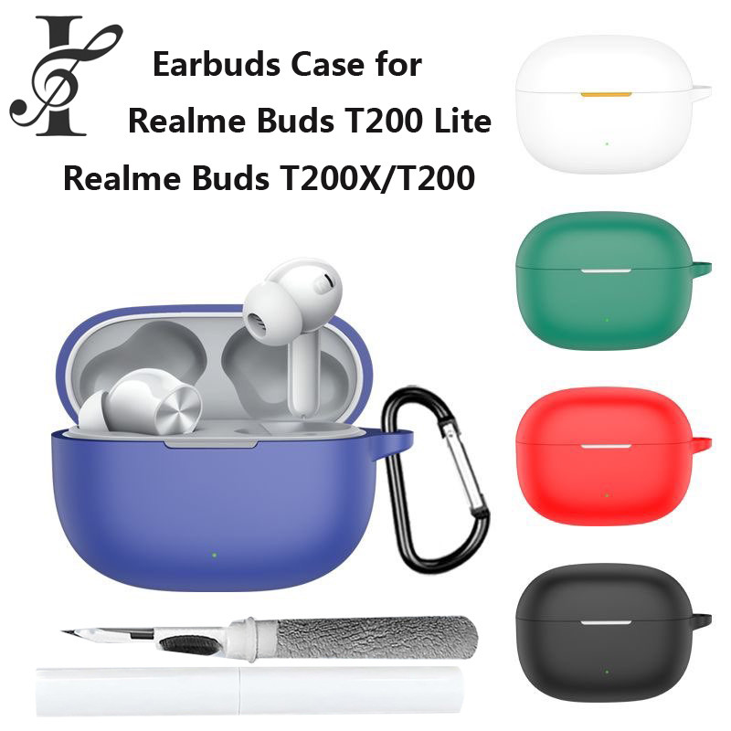 Ốp Lưng Cho Tai Nghe Nhét Tai Không Dây Realme Buds T200 Lite / T200X / T200, Vỏ Silicon Bảo Vệ + Bộ