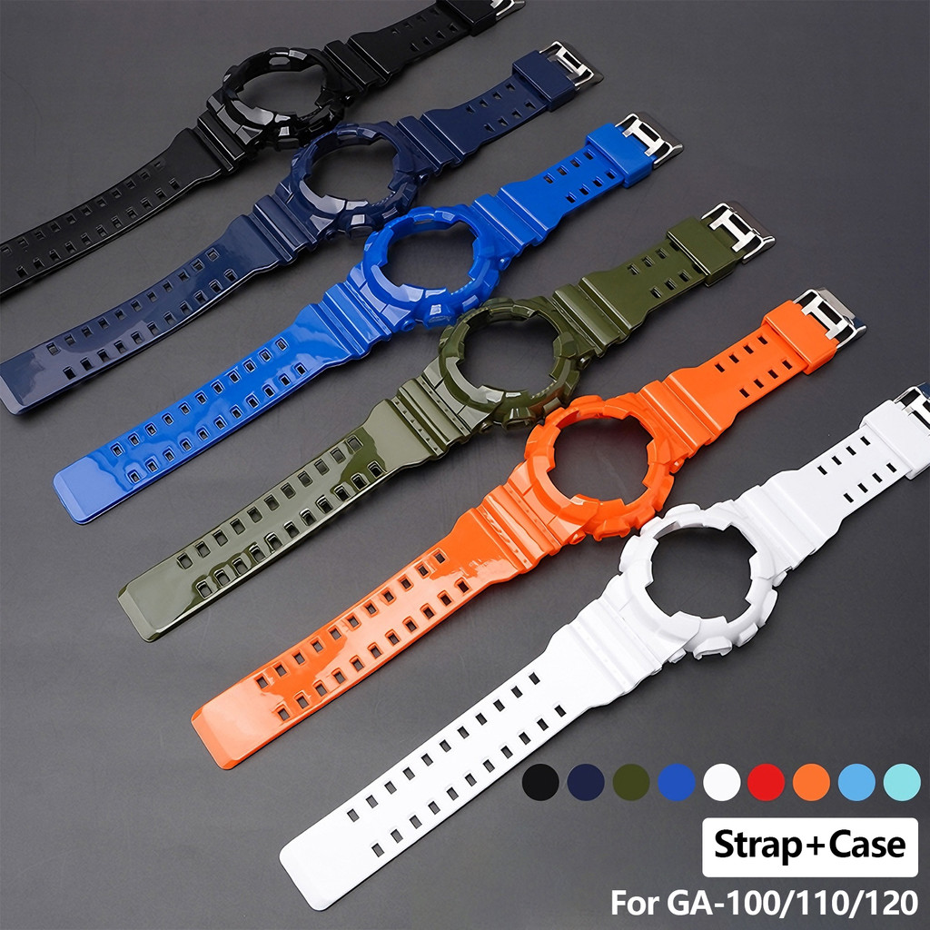 Dây thay thế nhựa silicone Casio G-Shock GA/GD/GLS/GAX, viền vỏ đồng hồ, phụ kiện cho GA-100/110/120
