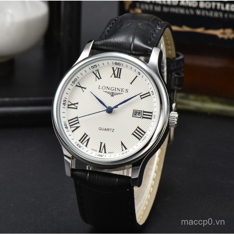 Đồng hồ nam LONGINES LONGINES Đồng hồ Rui Mặt số màu đen Vỏ thép không gỉ Dây đeo da QMF