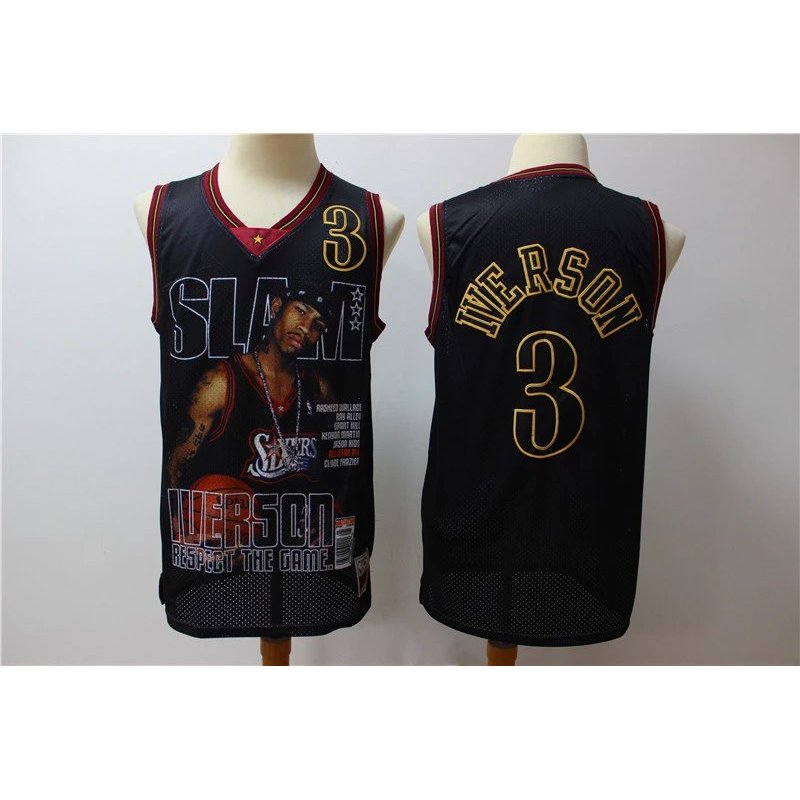 Áo jersey 76ers Allen Iverson số #3 - phiên bản lưới retro tưởng nhớ