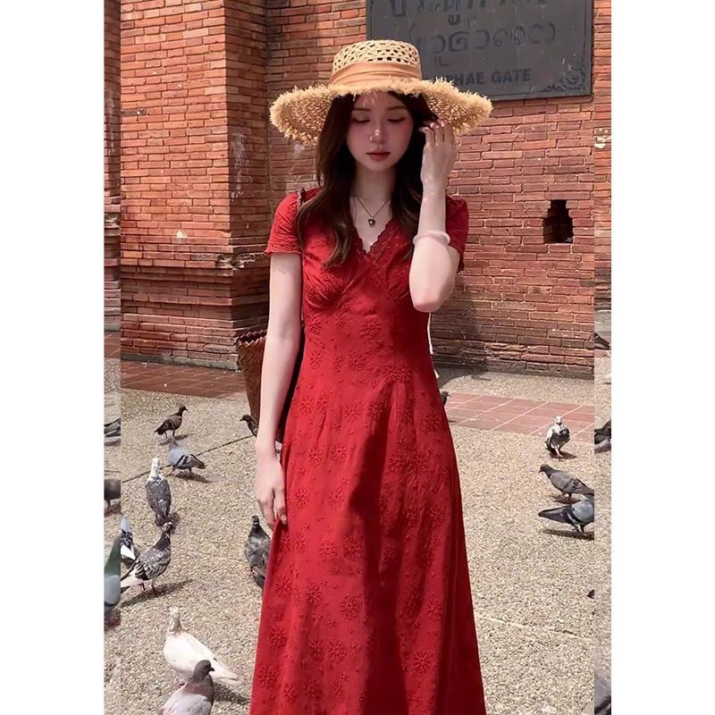 Váy Ngắn Ankara Đỏ Trắng, Chất Liệu Cao Cấp, Phù Hợp Du Lịch