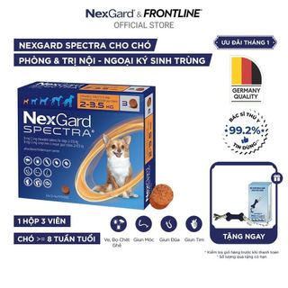   FREE QUÀ TẶNG  NexGard SPECTRA - Viên nhai mềm phòng nội,ngoại ký sinh trùng dành cho Chó size XS  2-3.5kg  