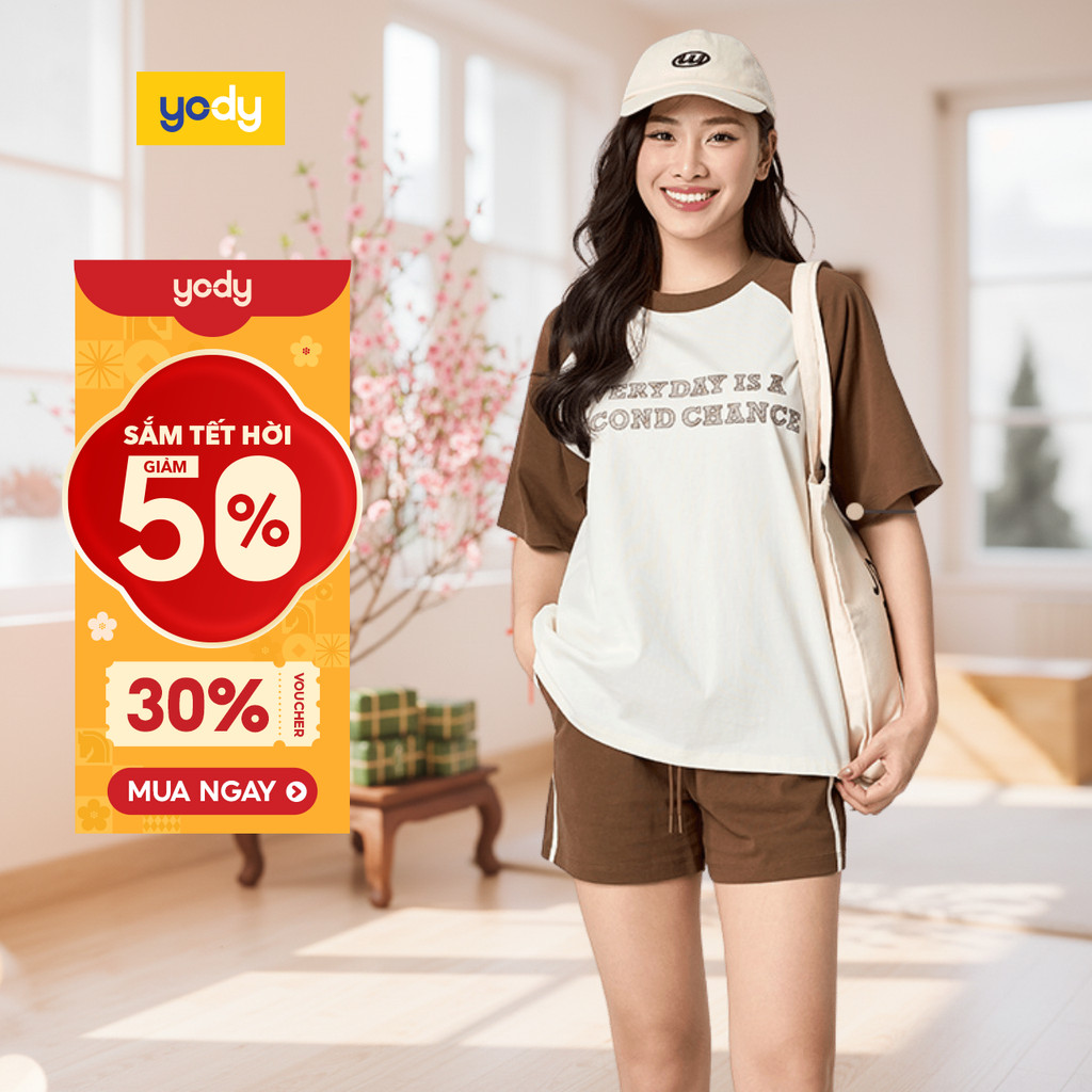 🌸SALE TẾT🌸 Bộ Đồ Nữ Tay Raglan YODY thoáng khí, thấm hút mồ hôi tốt WCST25S067