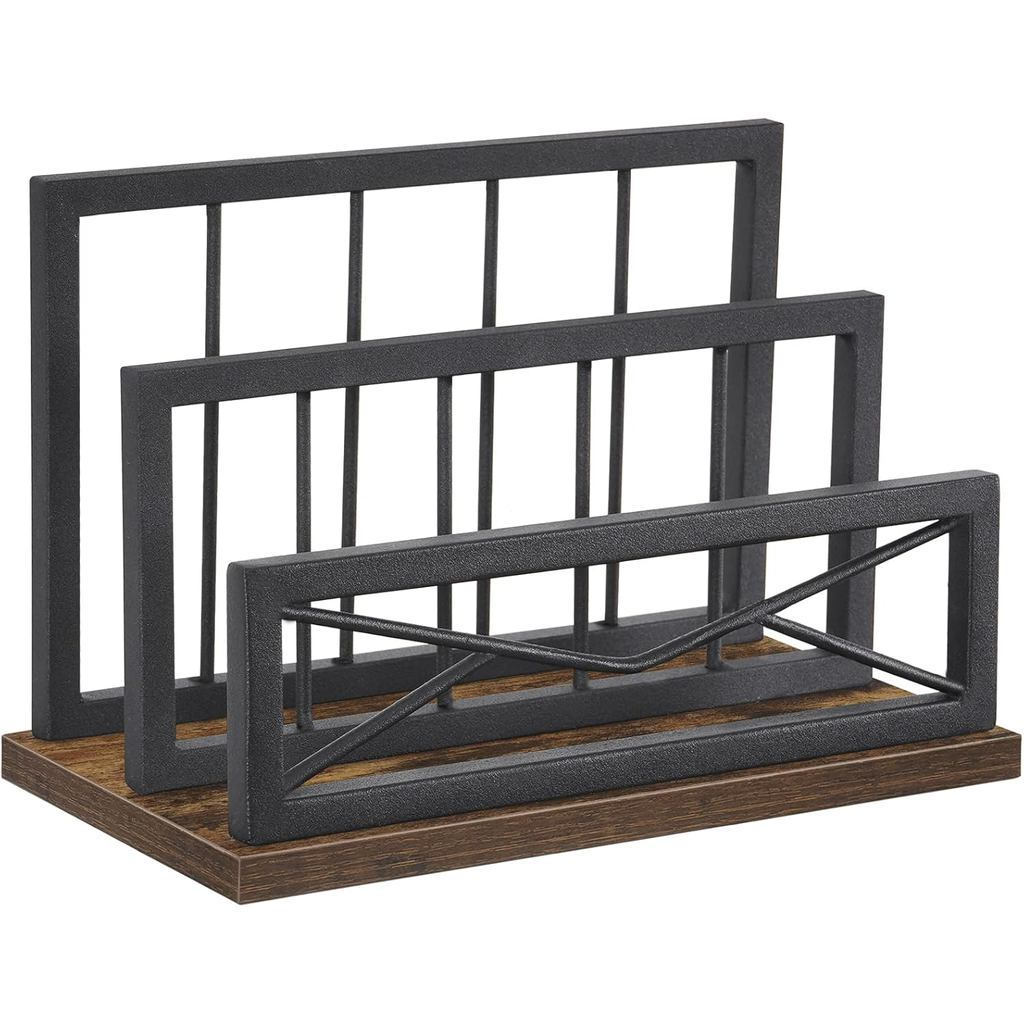 Sughome Desktop Mail Organizer, Desk Mail Organizer with 2-Slot Matte Black Metal Desktop Mail Sorte