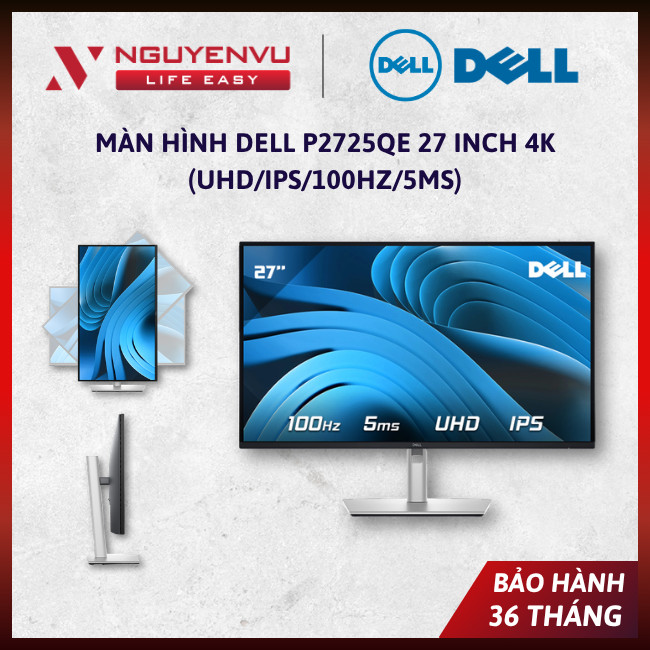 [Chính Hãng] Màn Hình Dell P2725QE 27 inch 4K (UHD/IPS/100Hz/5ms) - Bảo Hành 36 Tháng