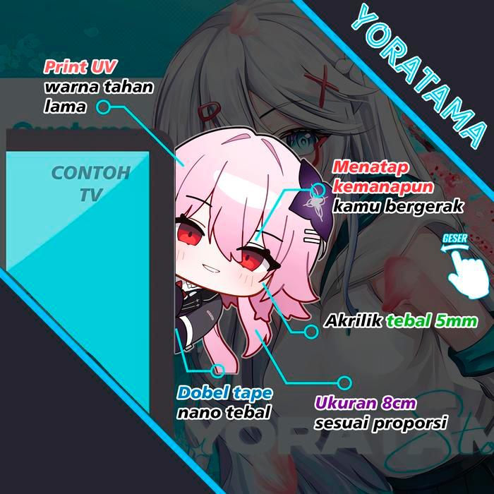 Standee Akrilik Tempel Evernight Honkai Star Rail HSR, Standee Ngintip Lucu