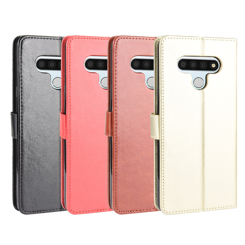 Thích Hợp Cho LG STYLO 6 Điện Thoại Di Động Bao Da Ví Thẻ Lật Vỏ Điện Thoại LG K71 Crazy Horse Họa T