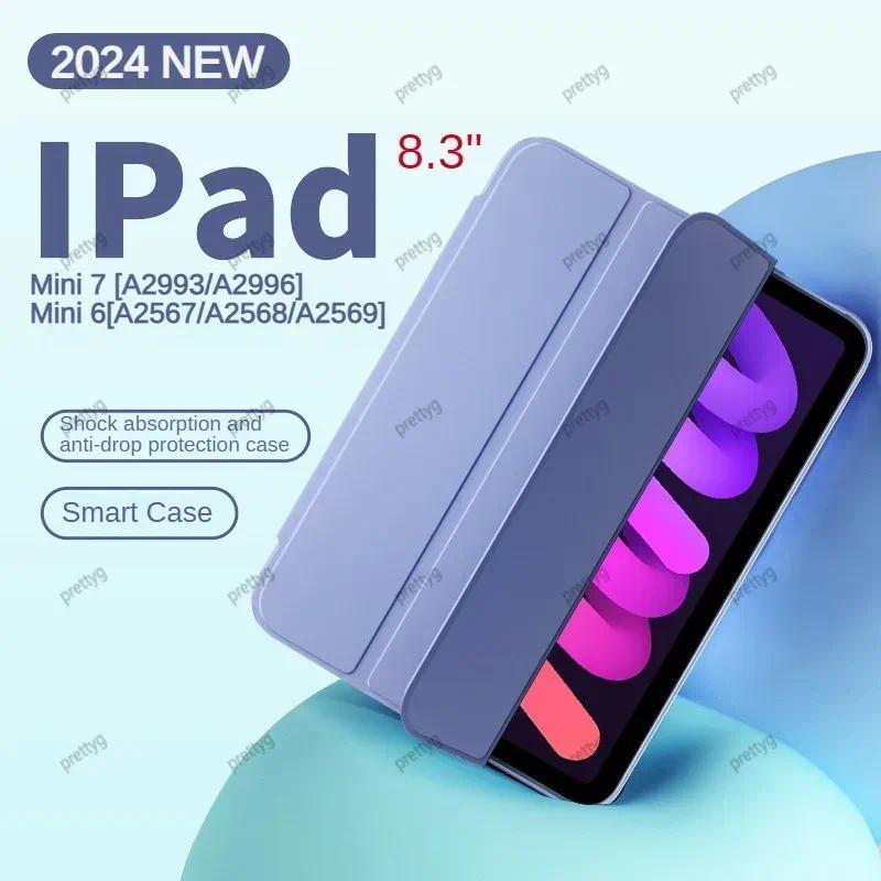 Ốp Silicon Mềm Cho iPad Mini 7 8.3 "Mini A17 Pro A2993 A2996 Trifold Pu Leaher Đứng Máy Tính Bảng Dà