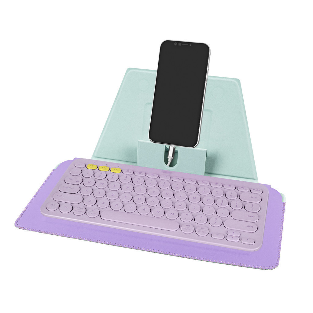 Hộp đựng bàn phím da thuần chay Geekria có giá đỡ điện thoại và máy tính bảng, tương thích với bàn p