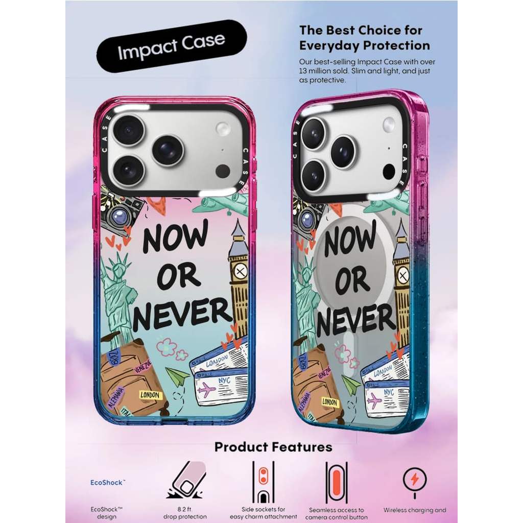 CASECASE X Now Or Never Case Cotton Candy Clear Hard Từ Hút Tác Động Dành Cho Apple IPhone 12 13 14 