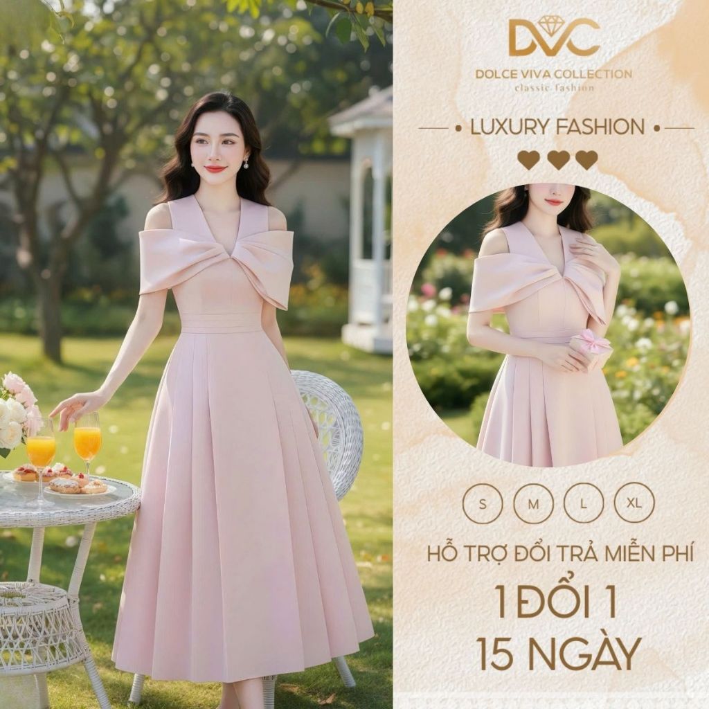 VÁY HỒNG PASTEL A-LINE ROSÉ CHARM DS6749 - Chính Hãng DVC