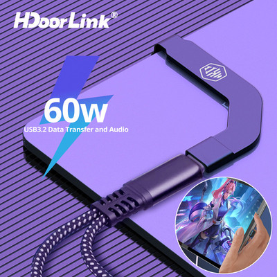 Bộ chuyển đổi sạc HdoorLink Type-C 60W Trò chơi sạc nhanh Máy tính bảng Bộ chuyển đổi FPC Khuỷu tay Cáp mềm