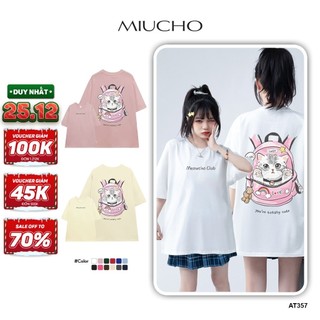 Áo thun unisex form rộng AT357 Miucho basic tee tay lỡ dành cho nam nữ in graphic