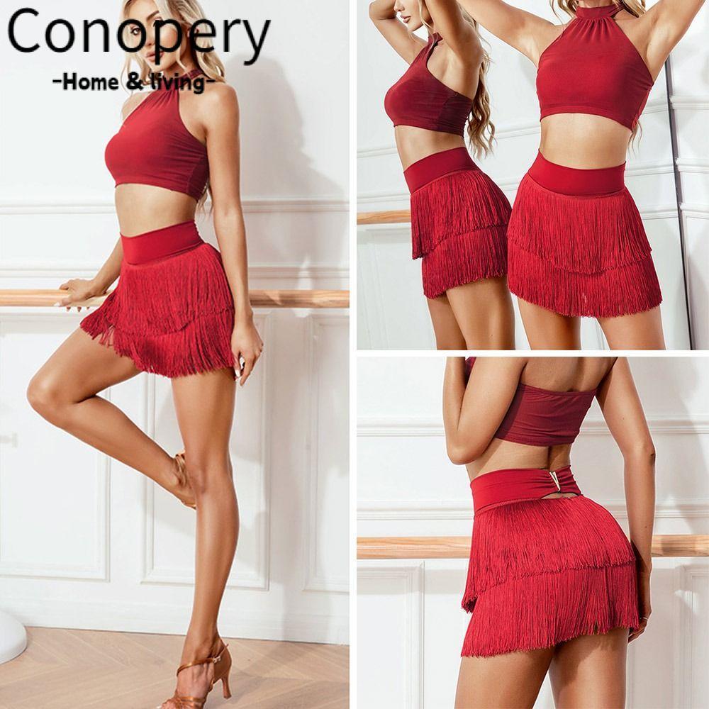 Váy khiêu vũ Latin CONOPERY, Váy khiêu vũ phòng khiêu vũ chuyên nghiệp hai lớp, Váy khiêu vũ Chacha 