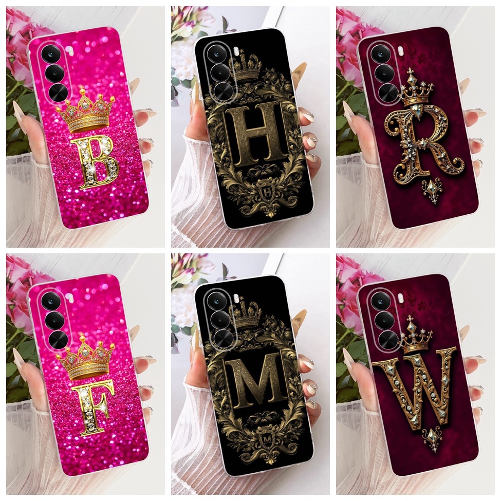 Trong Suốt Cho Realme P4x RMX5108 Ốp Lưng Cho Realme P4x Cover Chữ A-Z Sang Trọng Thời Trang Bé Trai