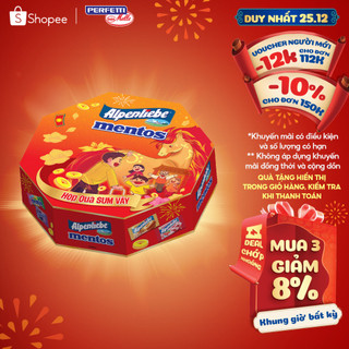   TẾT 2026  Hộp Quà Tết Sum Vầy với Hỗn hợp kẹo Alpenliebe và Mentos 209g 