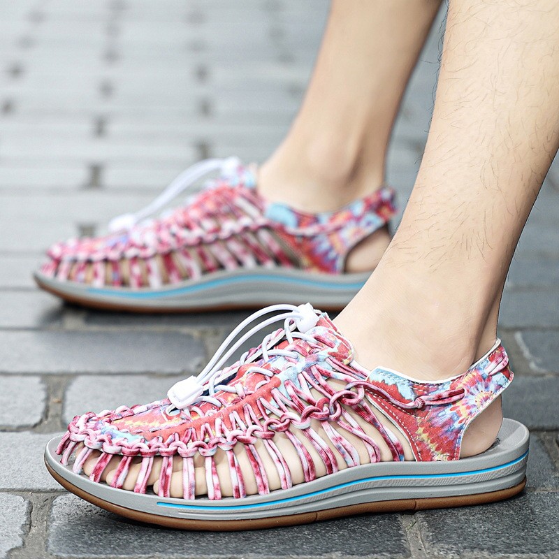Mùa Hè Bện Đàn Hồi Plus Size Dép Nữ Đơn Cặp Đôi Hoa Anh Đào Dép Một Mảnh Vận Chuyển 46 Size Dép