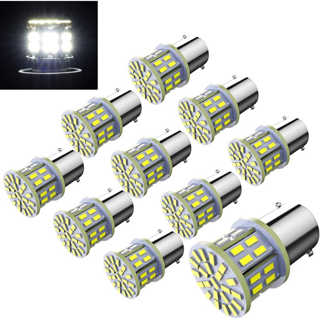 12V 1156 10 Gói Sáng 1156 1141 1003 50-SMD Bóng Đèn LED Trắng Cho Nội Thất Ô Tô RV Camper Đèn