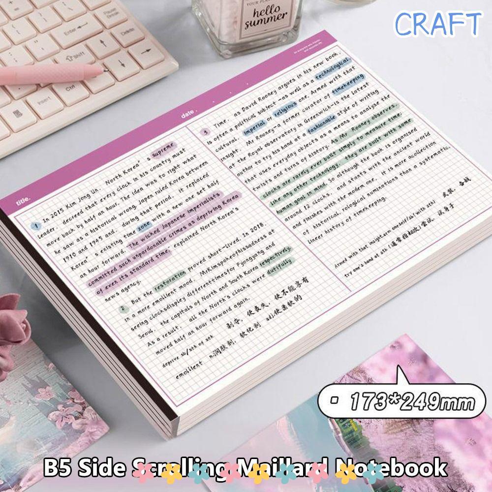 CRAFT 20 tờ / Sổ tay B5, Notepad có thể xé ngang, Giấy bìa B5 Đơn giản Văn phòng trường học