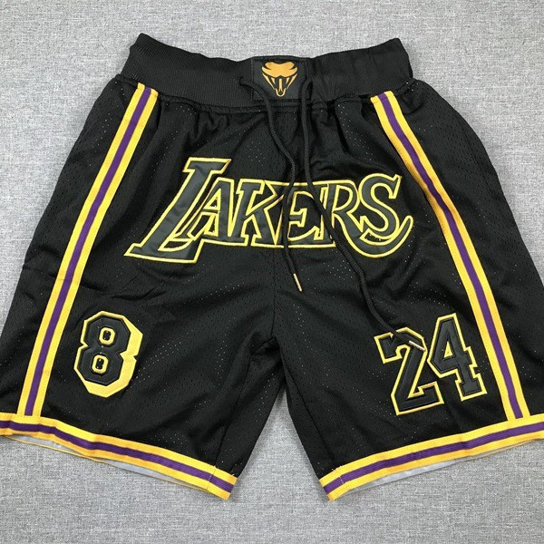Quần short bóng rổ Lakers đen ngắn thêu logo đội bóng