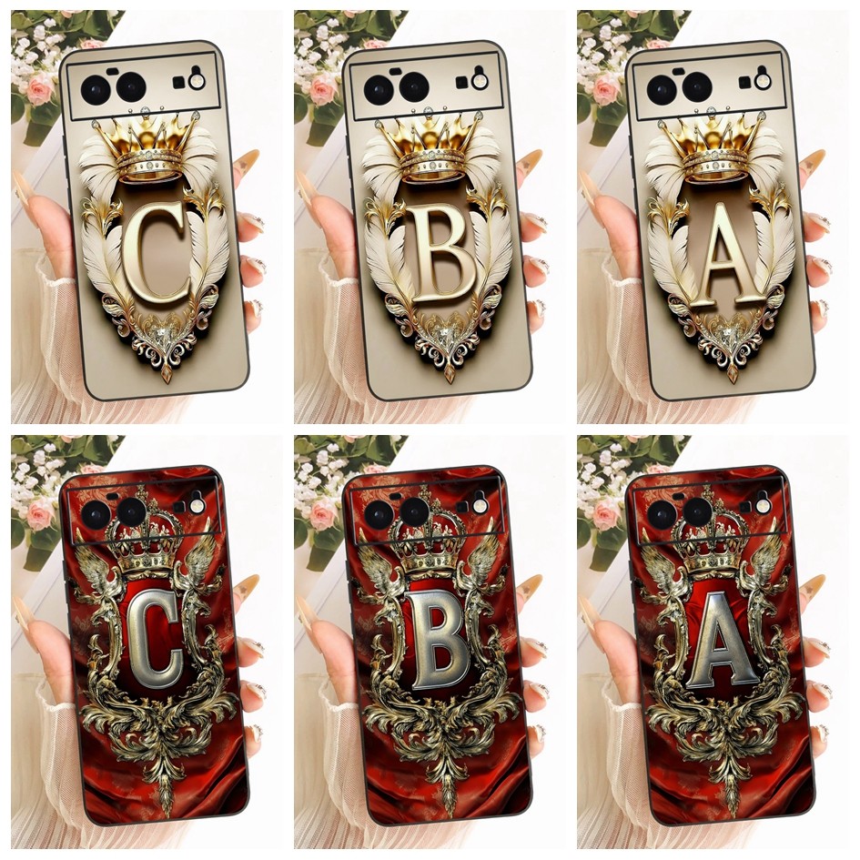 Dành Cho Google Pixel 6 Ốp Lưng GB7N6 G9S9B16 Sang Trọng Ban Đầu Chữ Cái Vương Miện Silicon Mềm Ốp L