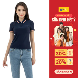  Áo polo nữ Yody phối cổ dệt Airy Cool mát lạnh mùa hè năng động thấm hút mồ hôi APN7279 