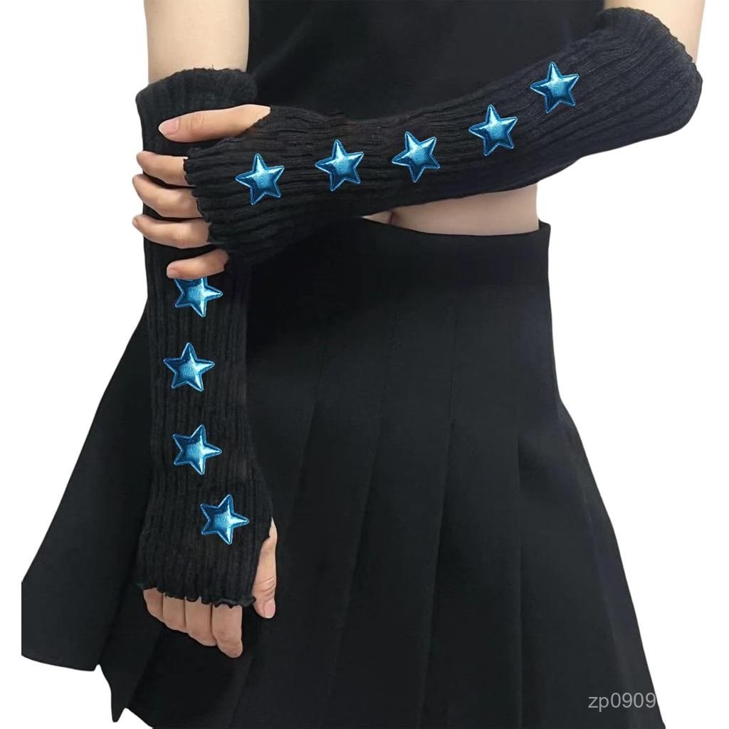 Áo găng knitted cổ tay cho nữ, phong cách goth punk gyaru, thời trang và ấm áp