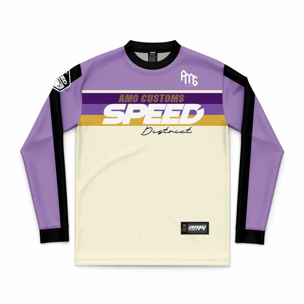 Tốc Độ Quận Jersey Dài Tay V1 Tím Lilac Áo Baju Microfiber Jersi Jersey Thăng Hoa Áo Jersey