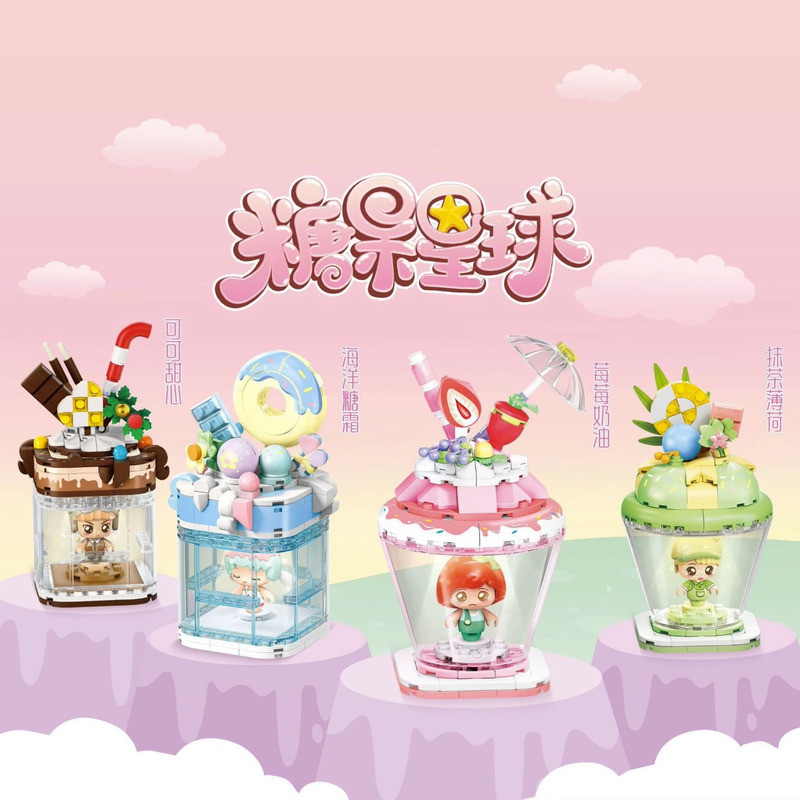 Tay Lắp Ráp Khối Xây Dựng Berry Cream Matcha Bạc Hà Đồ Chơi Bánh Kem Pop-up Shop P