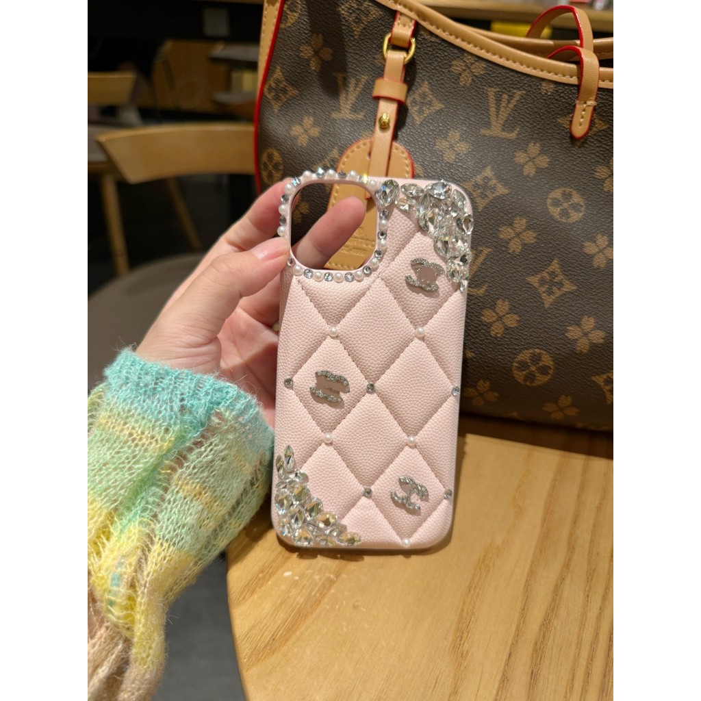 ốp lưng iphone 12 thường ốp lưng iphone cute Kim cương nhấp nháy cọc da cừu hình thoi màu hồng Thích