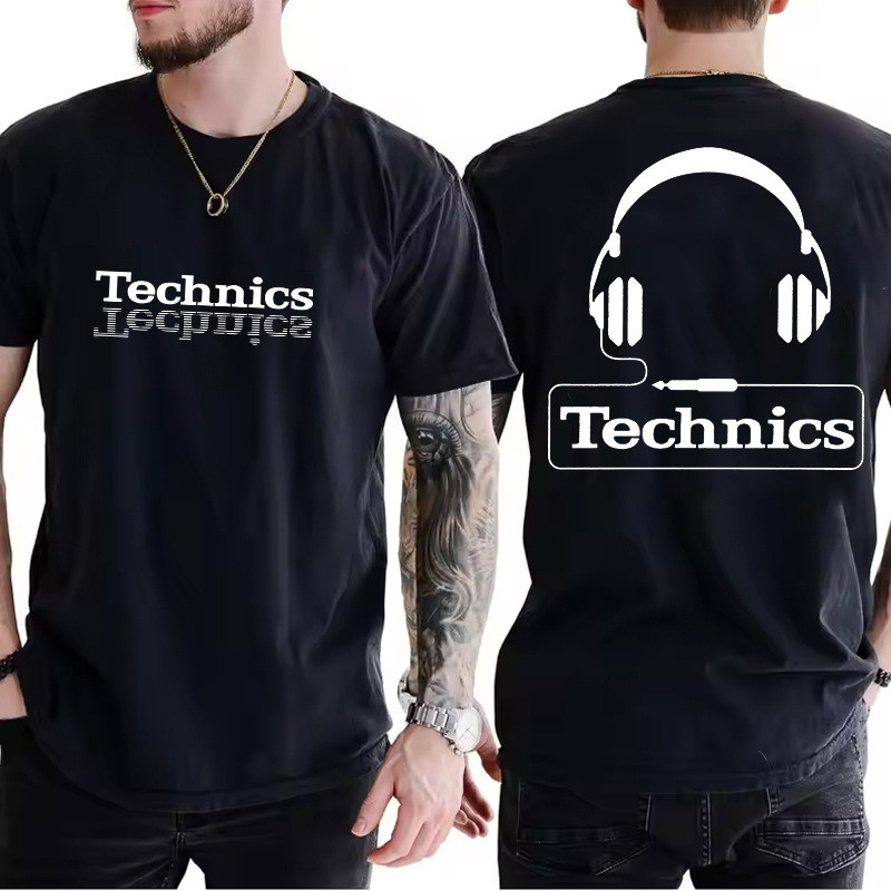 COD (Giao hàng trong 24 giờ)MIEMIE.Áo thun in hình hai mặt, họa tiết tai nghe, phong cách DJ, cổ trò