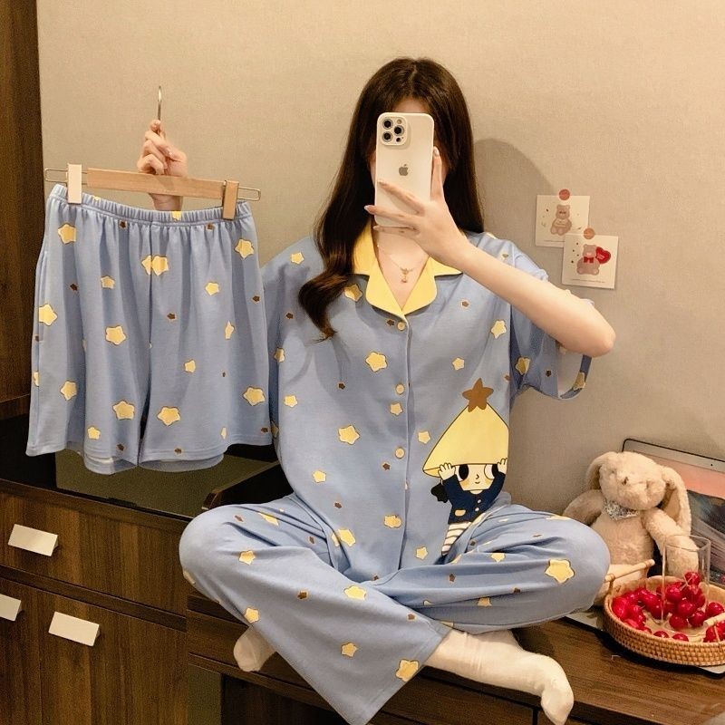 Bộ Đồ Ngủ Ba Mảnh Nữ - Lounge Wear với Options Shorts và Pants