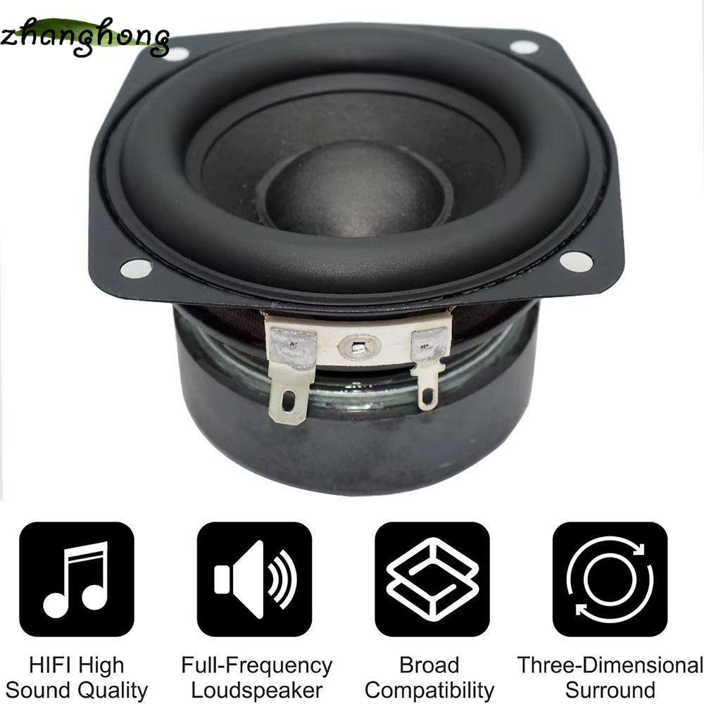 Loa siêu trầm ZHANGHONG, Loa trầm vuông âm trầm 4 Ohm 15W 2 inch 3 inch, Nắp lồi Loa từ tính kép DIY