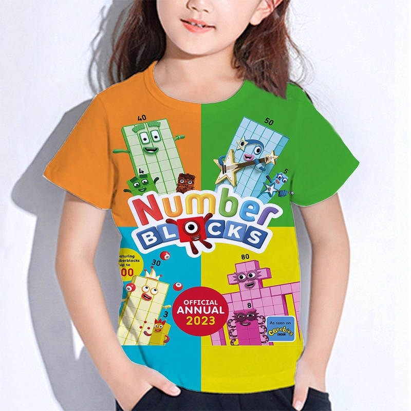 3D In Hoạt Hình Numberblocks Áo Sơ Mi Trang Phục Bé Gái Mùa Hè Áo Tee Quần Áo Thời Trang Tay Ngắn Th