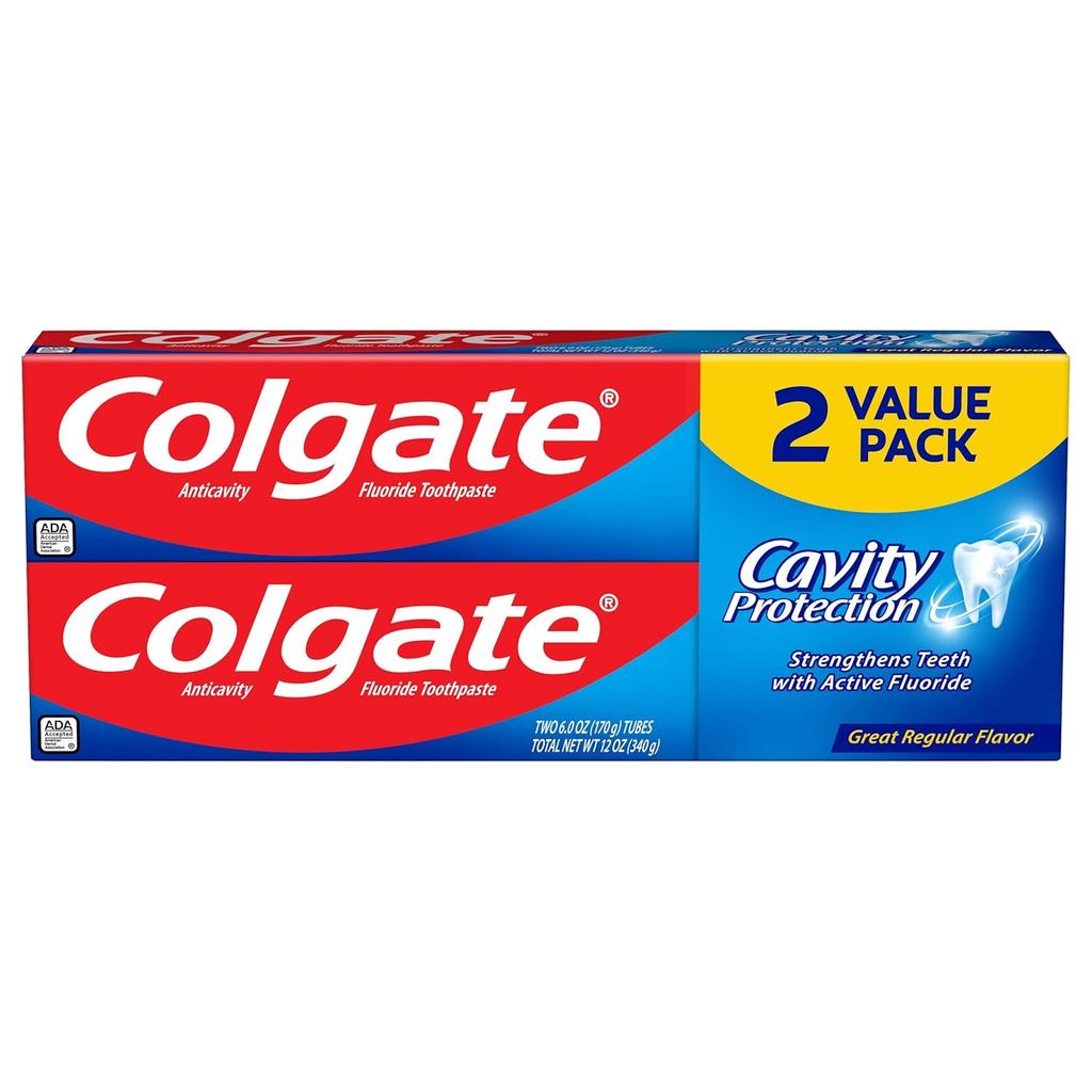 Kem đánh răng Colgate Active Fluoride, Gói giá trị, 6 Ounce, Gói 2 que, 6 Ounce