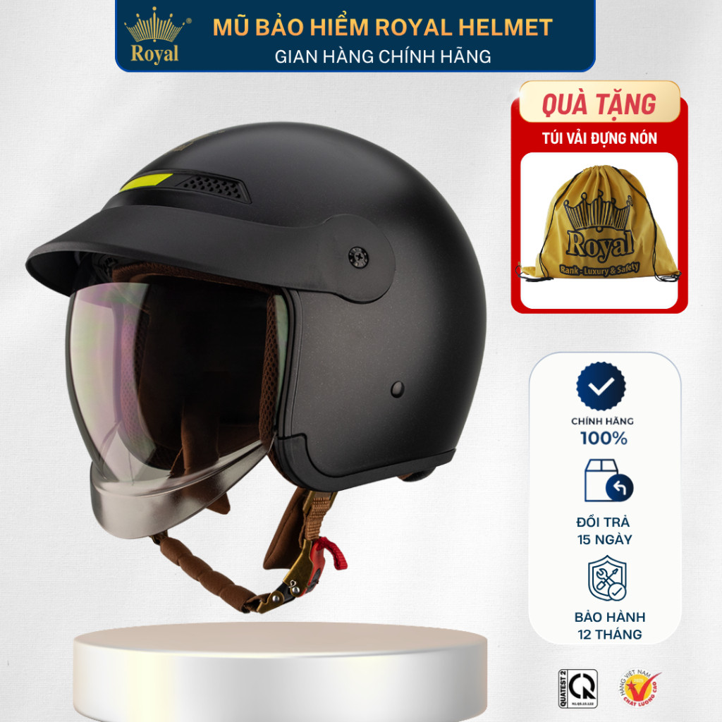 Mũ Bảo Hiểm 3/4 Royal Chính Hãng M139 Luxury Cao Cấp Nam NữBảo Hành 12 Tháng