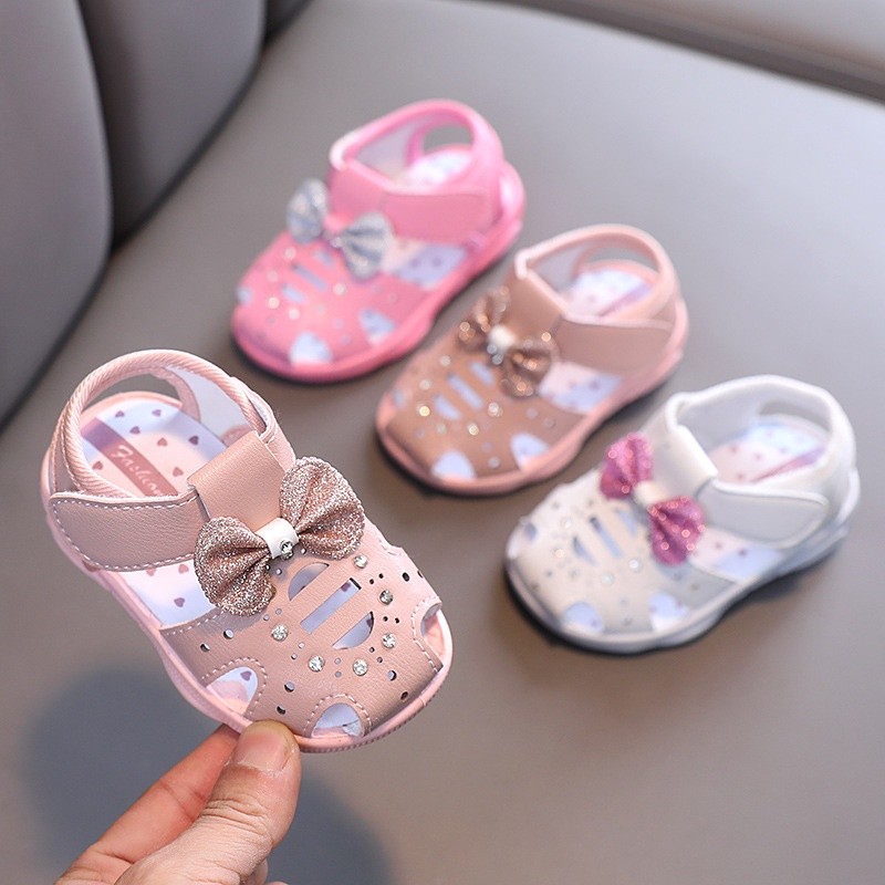 Giày Em Bé TA1 Bibi Âm Thanh Dép 0-1-2-3Yrs Trẻ Em Bé Gái Nơ Công Chúa Cao Su Mềm Chống Trơn Trượt P