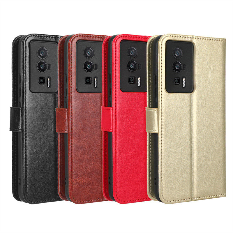 Thích hợp cho Redmi K60 Vỏ điện thoại Redmi K60 Pro Vỏ da điện thoại K60E Crazy Horse Pattern Flip C