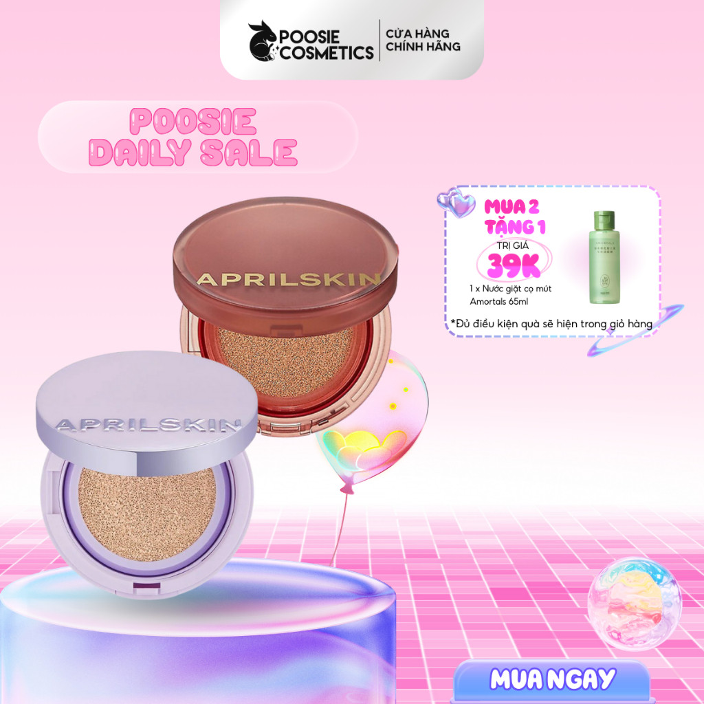 Phấn Nước April Skin Cushion + Refill SPF50+/PA+++ Lâu Trôi, Dưỡng Ẩm, Kiềm Dầu [Poosie Cosmetics Mỹ