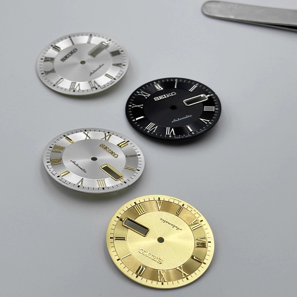 [2025] Nhật ký số La Mã phong cách mới Mặt số sửa đổi 32,7mm Vải họa tiết mặt trời Thích hợp cho chu