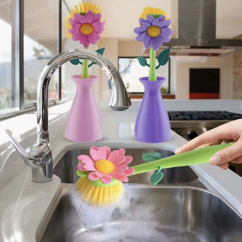 Hot Sale#Pot Cleaning Magic Pot Brush Non-Damaging Non-Stick Oil Long Handle Pot Scrubber Kitchen Cl