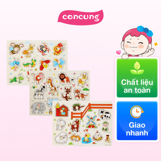 Bảng gỗ ghép hình động vật có núm cầm JS068651 C507