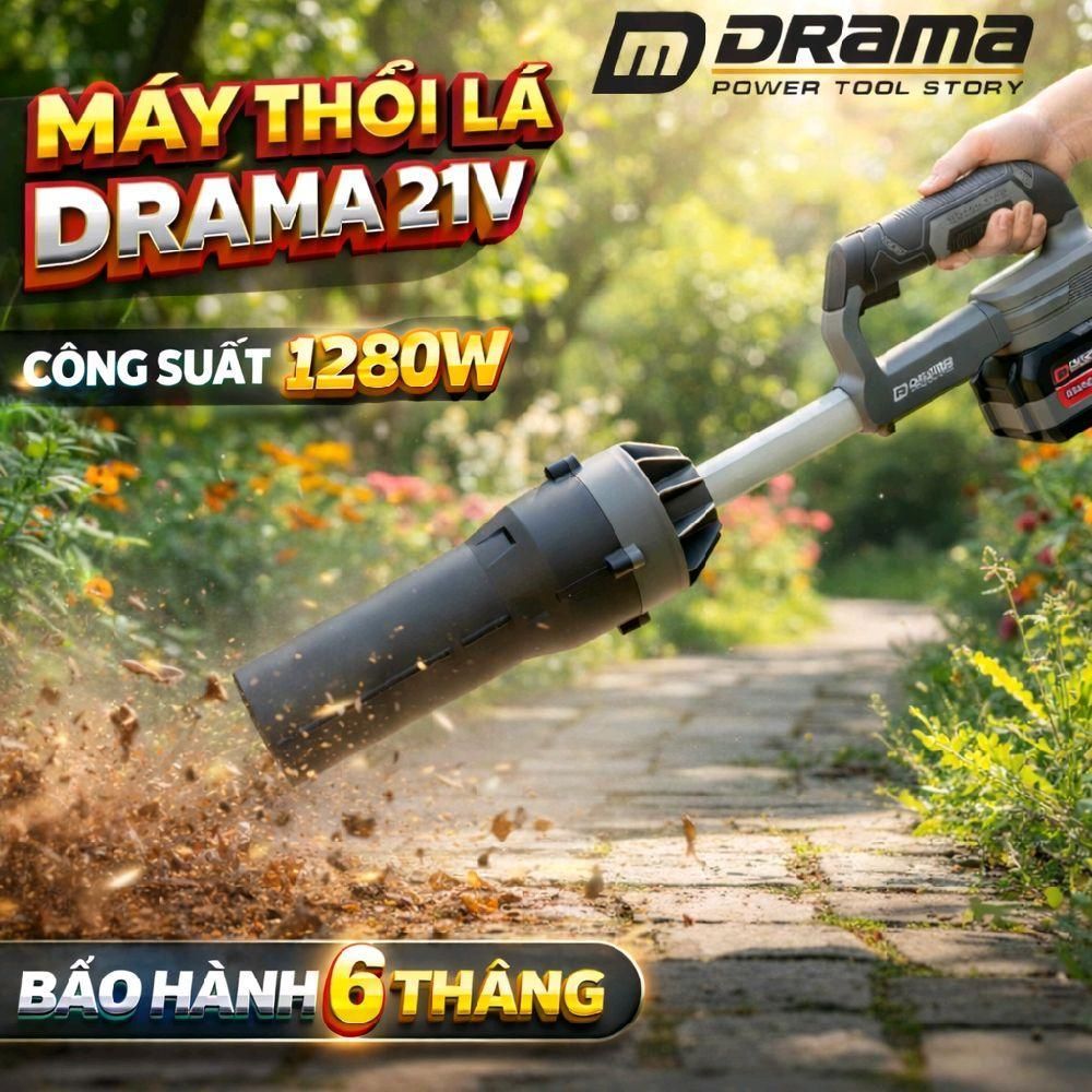 Máy Thổi Lá Pin 21V Drama – 2 Pin 15 Cell, Lực Gió Cực Mạnh